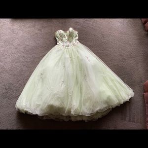 Key Lime Tiffany Beaded Strapless Prom Dress